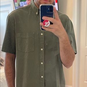H&M olive green short sleeve button up
